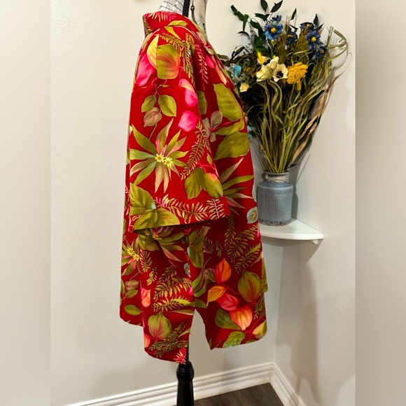 Sag Harbor Red and Green Summer Tropical Casual Button Down Shirt size 3X - Picture 4 of 9